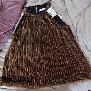 D31 NEW Party halter b'ful gold metallic very stretchy Ricki's 20-22.5" wide 23L